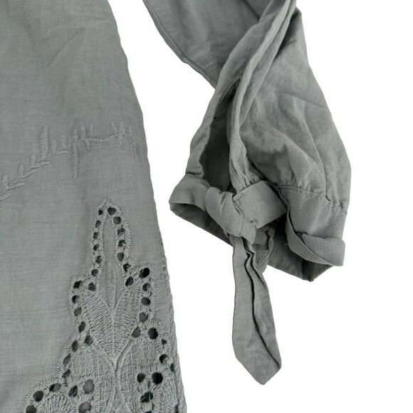 Wishlist Tunic Top Lace Embroidered Trim Off The Shoulder Dusty Blue Size M Boho - Picture 4 of 7